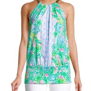 Lilly Pulitzer Bowen Chain Top | Resort White Coconut Row |  Sz L | As New